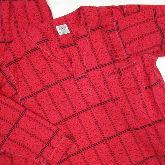 Mens 60s Pajama Set Pullover Shirt Elastic Pant Mid Century Tiki Rockabilly - Picture 4 of 16
